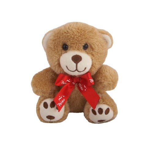 Maskotka Miś haftowany z czerwoną kokardką 12 cm Beppe