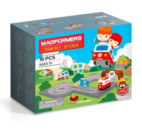 Zestaw klocków magnetycznych Miasto - Autobus 16 elementów Magformers