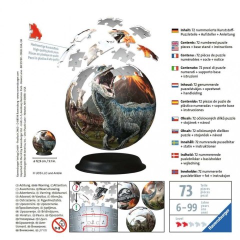 Puzzle 73 elementów 3D Kula Jurassic World Ravensburger Polska