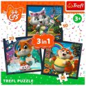 Puzzle 3w1 Poznaj urocze kociaki 44 koty Trefl