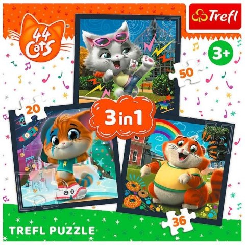 Puzzle 3w1 Poznaj urocze kociaki 44 koty Trefl