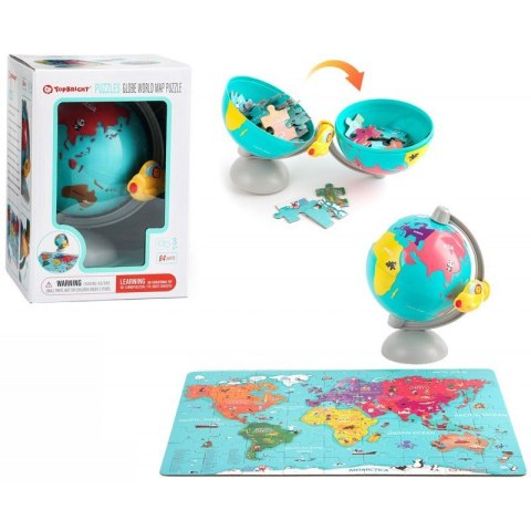 Puzzle drewniane Mapa świata w globusie Top Bright Brimarex
