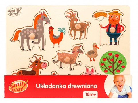 Układanka drewniana Zwierzęta farma Smily Play