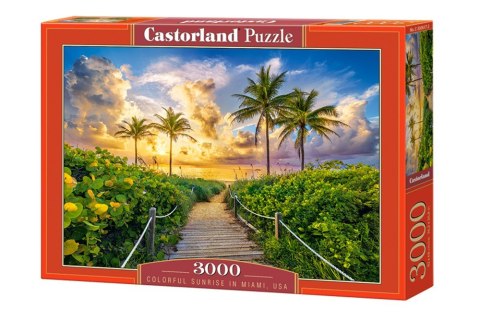 Puzzle 3000 elementów Wschód słońca palmy Miami USA Castor