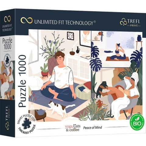 Puzzle 1000 elementów UFT Joga, koty, kawa, Peace of Mind Trefl