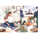 Puzzle 1000 elementów UFT Joga, koty, kawa, Peace of Mind Trefl