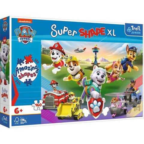 Puzzle 160 elementów XL Super Shape Skaczące pieski, Psi Patrol Trefl