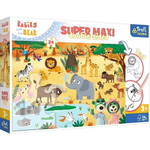 Puzzle 24 elementy SUPER MAXI Bobaski na safari, Bobaski i Miś Trefl