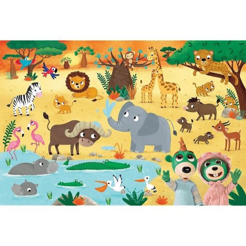 Puzzle 24 elementy SUPER MAXI Bobaski na safari, Bobaski i Miś Trefl