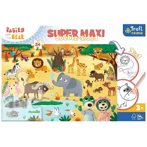 Puzzle 24 elementy SUPER MAXI Bobaski na safari, Bobaski i Miś Trefl