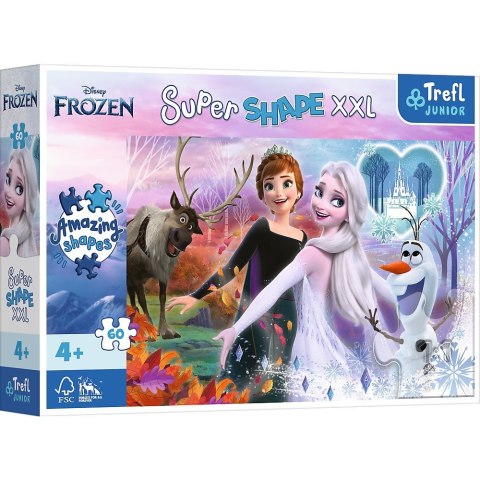 Puzzle 60 elementów XXL Super Shape Tańczące siostry, Kraina Lodu Trefl