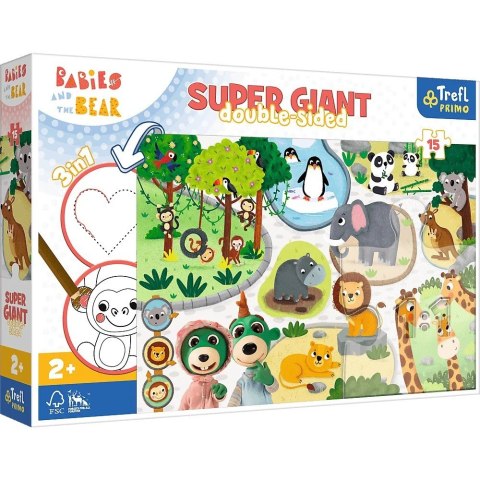 Układanka 15 elementów GIANT Bobaski w ZOO, Bobaski i Miś Trefl