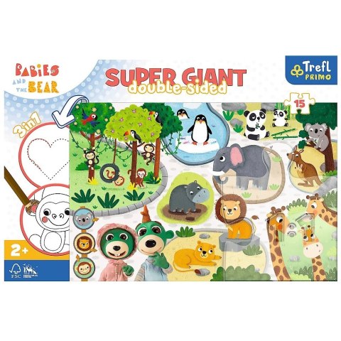 Układanka 15 elementów GIANT Bobaski w ZOO, Bobaski i Miś Trefl