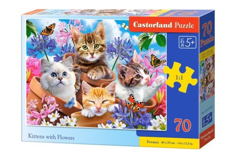 Puzzle 70 elementów Koty w kwiatach Castor