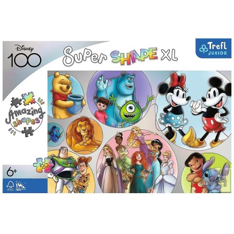Puzzle 160 elementów XL Kolorowy świat Disney Trefl