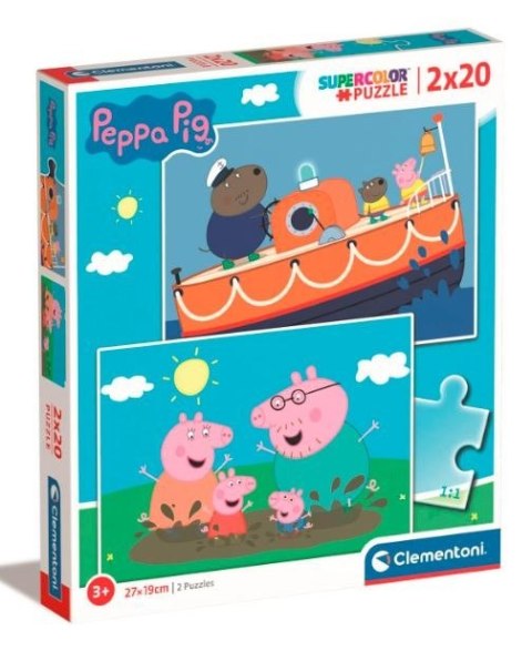 Puzzle 2x20 elementów Super Kolor Świnka Peppa Clementoni