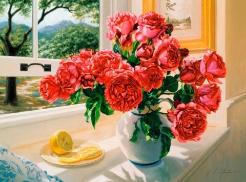 Puzzle 3000 elementów Piwonie kwiaty Summer Reminisce Castor