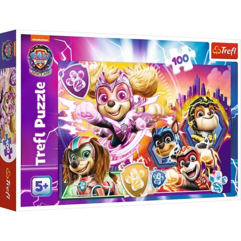 Puzzle 100 elementów Poznaj Mighty Pups Psi Patrol Paw Patrol Trefl