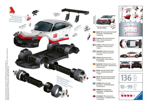 Puzzle 108 elementów 3D Pojazdy Porsche 911 GT3 Cup Ravensburger Polska