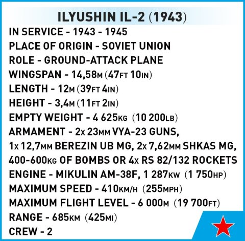 Klocki Historical Collection WWII Ilyushin IL-2 1943 643 klocki Cobi Klocki