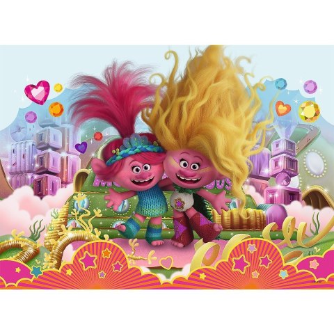 Puzzle 70 elementów Glitter w kuferku Brokatowe Trolle Trefl