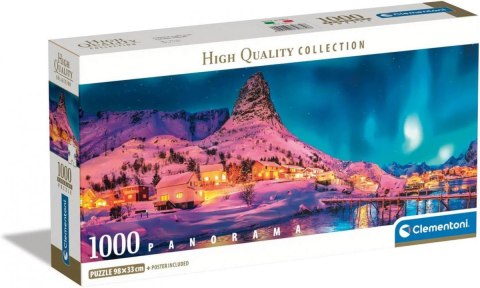 Puzzle 1000 elementów Compact Panorama Colorful Night Lofoten Island Clementoni