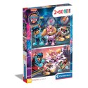 Puzzle 2x60 elementów Super Kolor Psi Patrol The Mighty Movie Clementoni