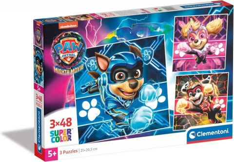 Puzzle 3x48 elementów Super Kolor Psi Patrol The Mighty Movie Clementoni