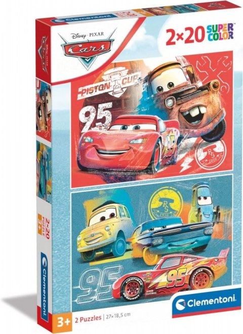Puzzle 2x20 elementów Super Kolor Auta Clementoni