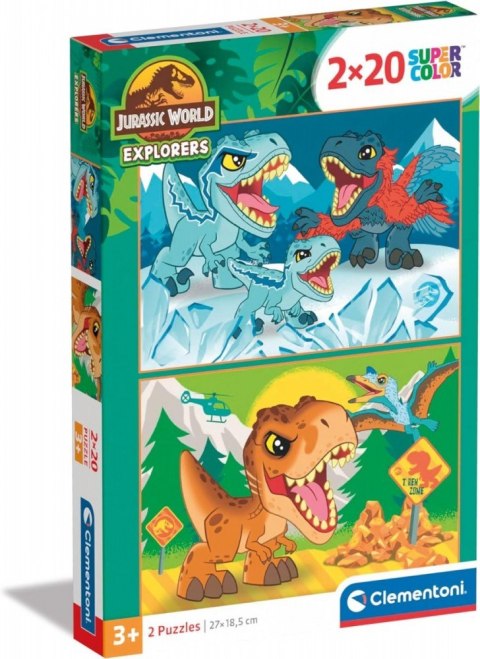 Puzzle 2x20 elementów Super Kolor Jurassic World Clementoni