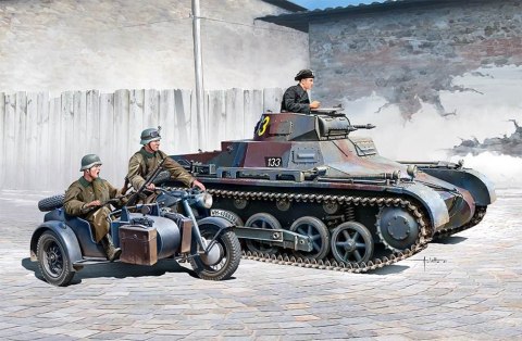 Model plastikowy German Panzer I Ausf.B & Motorcycle 1/35 Academy
