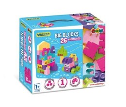 Klocki 26 elementów Big Blocks różowe Wader