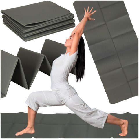 Mata fitness gimnastyczna do ćwiczeń jogi pilatesu fitness joga składana 183x61x0,4 cm szara