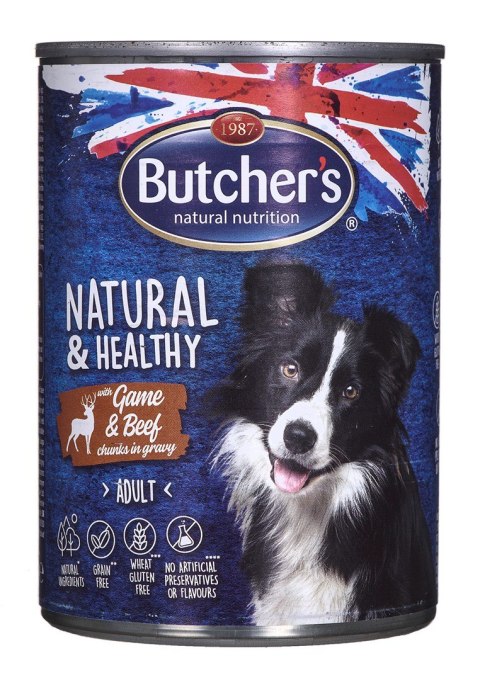 BUTCHER'S Natural&Healthy dziczyzna z wołowiną w sosie - mokra karma dla psa - puszka 400 g