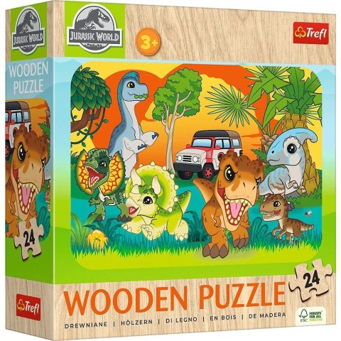 Puzzle drewniane 24 elementy Dinozaury Jurassic World Trefl