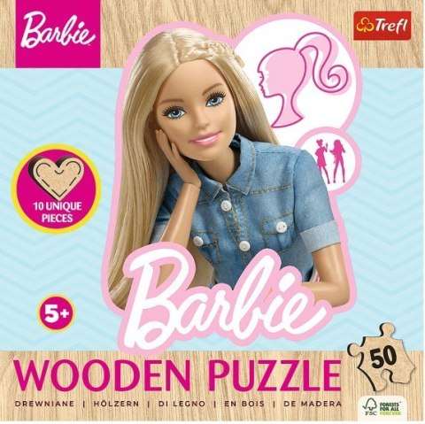 Puzzle drewniane 50 elementów Ulubiona modna Barbie Trefl