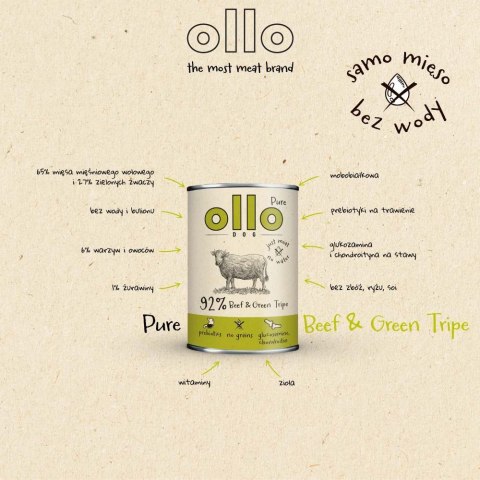 Ollo Pure Wołowina i Zielone Żwacze 400 g