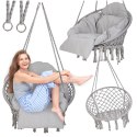 Huśtawka ogrodowa LULILO bocianie gniazdo z poduszką XXL szare 80cm 150kg