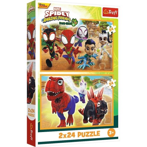 Puzzle 2x24 elementy Spidey i dinozaury Trefl
