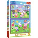 Puzzle 2x24 elementy Świnka Peppa na placu zabaw Trefl