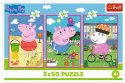 Puzzle 3x50 elementów Świnka Peppa siła przyjaźni Trefl