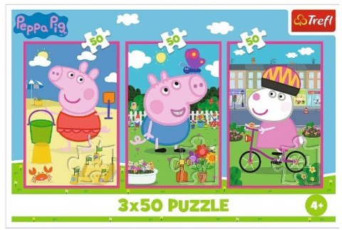 Puzzle 3x50 elementów Świnka Peppa siła przyjaźni Trefl