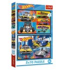 Puzzle 2x70 elementów Hot Wheels Samochodziki Trefl