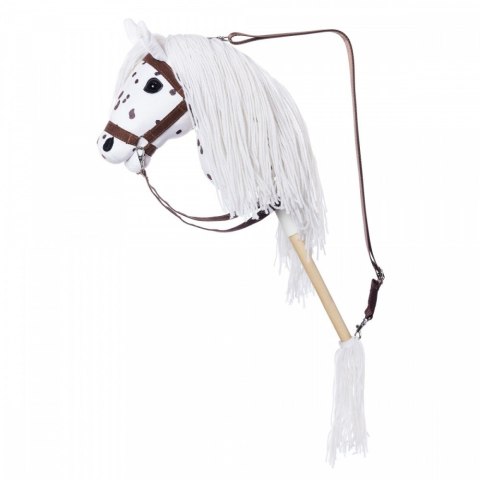 Koń na kiju Hobby Horse HOPPIHORSE A3 Leopard - biały, maść tarantowata Tootiny