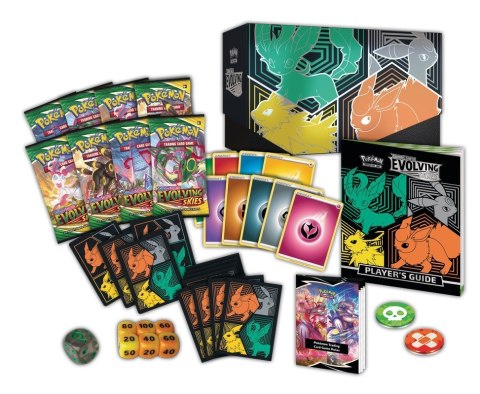Karty Evolving Skies ETB Żółto zielono pomarańczowy Pokemon TCG