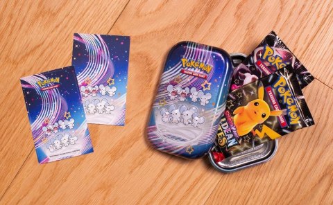 Karty Paldean Fates Mini Tin Maushold Pokemon TCG