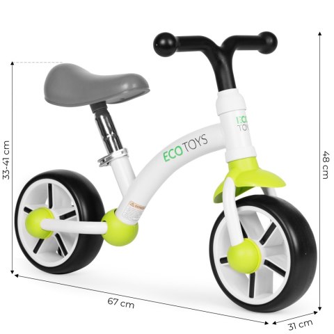 Rowerek biegowy dla dzieci koła EVA regulacja siodełka zielony ECOTOYS