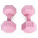 Hantle sześciokątne zestaw 2x3 kg ciężarki do ćwiczeń obciążniki fitness różowe ModernHome