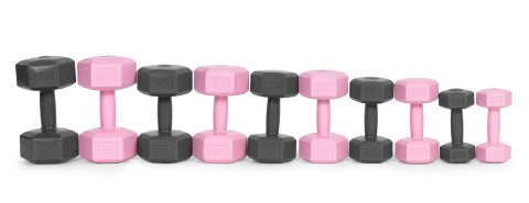Hantle sześciokątne zestaw 2x4 kg ciężarki do ćwiczeń obciążniki fitness różowe ModernHome