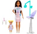 Lalka Barbie Lekarz Dentystka z pacjentem ciemne włosy Mattel